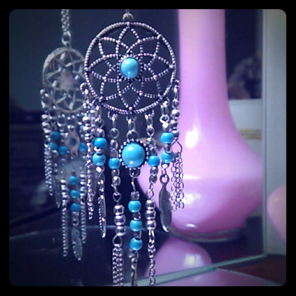 Dream catcher turquoise beaded  necklace